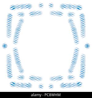 Des lignes ondulées bleu aquarelle frame border pattern, vector illustration Illustration de Vecteur