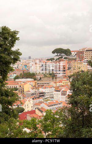 Vue de Lisbonne depuis le château de Sao Jorge, au Portugal. Banque D'Images