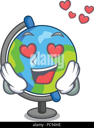 Dans l'amour monde mascot cartoon style Illustration de Vecteur