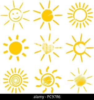 Ensemble d'icônes sun orange vector illustration Illustration de Vecteur