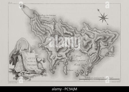116 Carte de l'ile de Skyros - Choiseul-gouffier Gabriel Florent Auguste De - 1782 Banque D'Images