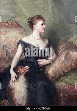 Mme Arthur James *huile sur toile 143 x 105 cm * *signé t.l. : Luke Fildes. 1895 *inscrit verso : Mme Arthur James/par Luke Fildes/1895 428 Mme Mary Venetia James, née Cavendish-Bentinck, par Samuel Luke Fildes Banque D'Images