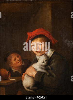 89 Två pojkar som leker med en Jan Miense Molenaer (katt) - Nationalmuseum - 159248 Banque D'Images