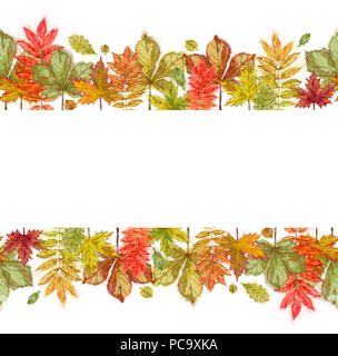 Les feuilles d'automne et une bordure continue. Création de contenu pour l'impression d'automne aquarelle, bannière, Bord du Textile, cartes, invitations, etc. L'annonce Banque D'Images