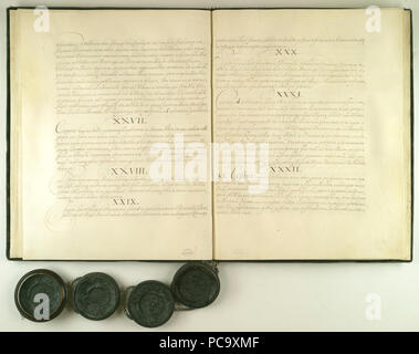 AGAD Komisarze szwedzcy Kazimierzem zawierają pokój z Janem, królem Leopoldem cesarzem polskim,,, j'Fryderykiem Wilhelmem margrabią brandenburskim, 11. Banque D'Images