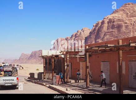 Village de Wadi Rum, Jordanie Banque D'Images