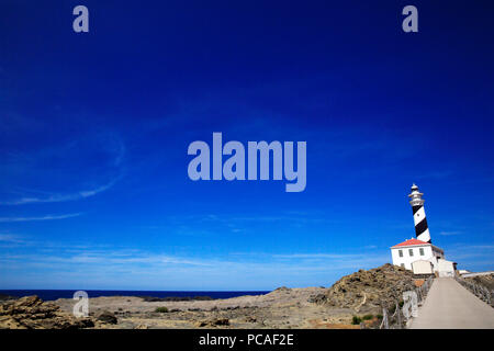 Phare, au nord-est de Minorque, Iles Baléares, Espagne, Méditerranée, Europe Banque D'Images