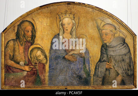 415 Michelino da roma (ambito), Madonna col bambino tra i ss. Giovanni Battista e Pietro martire, circa 1430, da s. Giovanni alle cas rotte 01 Banque D'Images