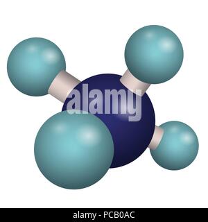La formule chimique du méthane. Molécule modèle 3D CH4. Vector illustration. Illustration de Vecteur