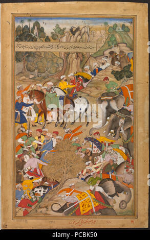 51572-la blessure de Khan Kilan par Rajputs-Akbarnama Banque D'Images