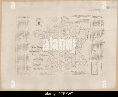 7 Carte réglementairement figurant la population de la France Banque D'Images