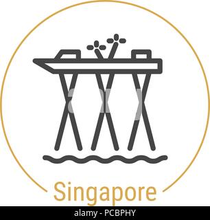 Singapour, Singapour l'icône de la ligne du vecteur Illustration de Vecteur