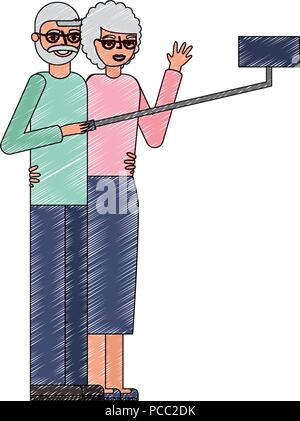 Grand-père et grand-mère de faire d'illustration vectorielle selfies Illustration de Vecteur