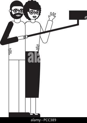 Grand-père et grand-mère de faire d'illustration vectorielle selfies Illustration de Vecteur