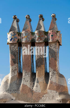 Barcelone, Casa Batllo. Kamine. Architekt : Antonio Gaudi Cornet, 1904-1906 Banque D'Images