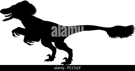 Deinonychus dinosaure silhouette animal préhistorique jurassique Illustration de Vecteur