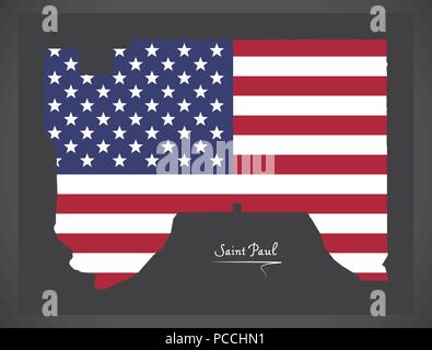 Saint Paul Minnesota plan avec American national flag illustration Illustration de Vecteur