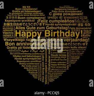 Joyeux Anniversaire Nuage de mots en forme de coeur Illustration de Vecteur
