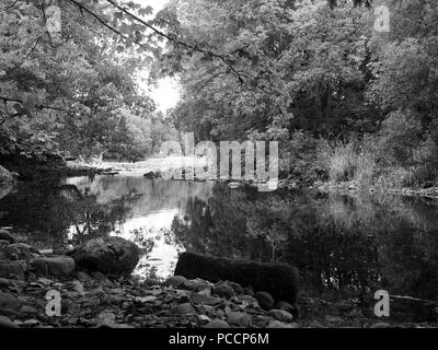 Un bief d'abandonné, pour un moulin à eau, sur la rivière Derwent, Cockermouth, Cumbria, Royaume-Uni Banque D'Images