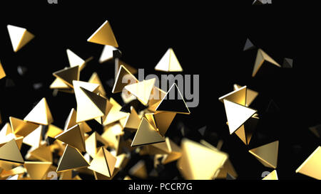 Résumé fond avec particules pyramidal d'or Banque D'Images