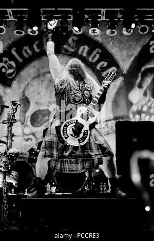 Mansfield, Ohio, le 15 juillet 2018. Zakk Wylde, Black Label Society à Inkarceration Fest 2018. Credit : Ken Howard/Alamy Banque D'Images