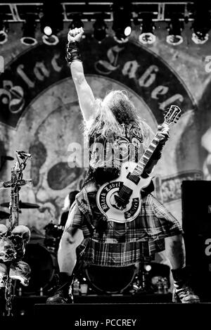 Mansfield, Ohio, le 15 juillet 2018. Zakk Wylde, Black Label Society à Inkarceration Fest 2018. Credit : Ken Howard/Alamy Banque D'Images