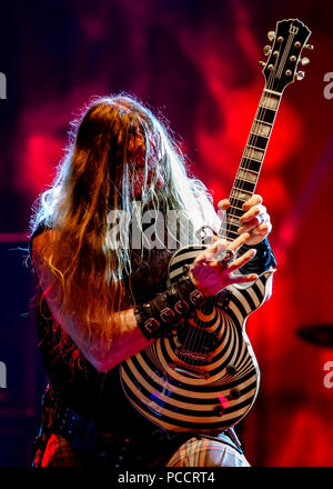 Mansfield, Ohio, le 15 juillet 2018. Zakk Wylde, Black Label Society à Inkarceration Fest 2018. Credit : Ken Howard/Alamy Banque D'Images