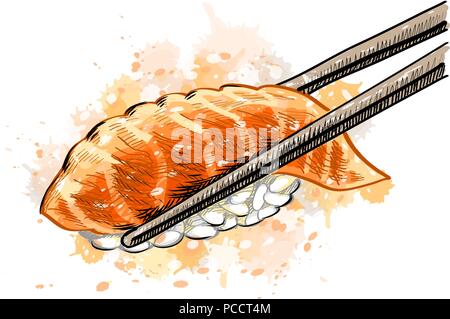 Gunkan sushi avec du saumon Illustration de Vecteur