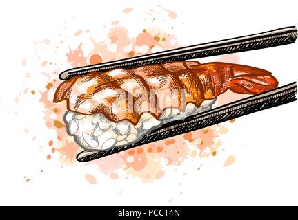 Gunkan sushi aux crevettes Illustration de Vecteur