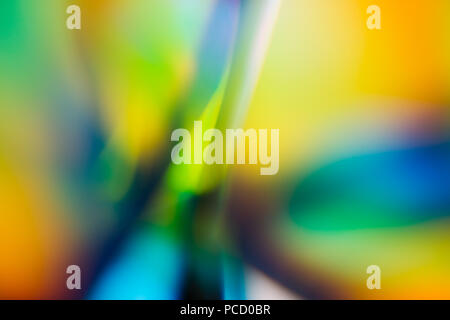 La photographie abstraite animée Image floue macro vert jaune bleu Banque D'Images