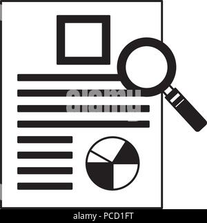 Rapport du bureau graphique loupe ronde monochrome d'illustration vectorielle Illustration de Vecteur