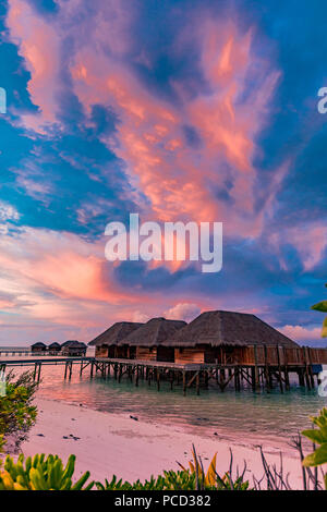 Beaux paysages au Conrad Maldives Rangali Island, Maldives, océan Indien, Asie Banque D'Images