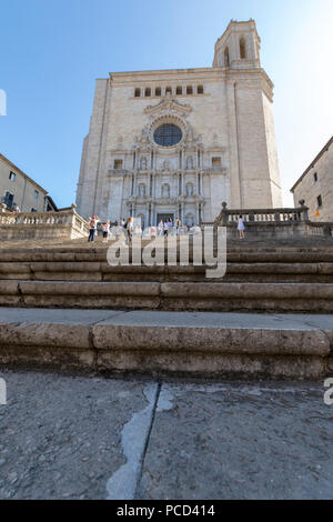 La cathédrale de Gérone, Gérone, Catalogne, Espagne, Europe Banque D'Images