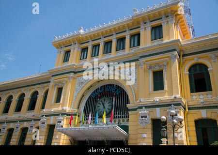 L'époque coloniale française General Post Office à Ho Chi Minh City, Vietnam, Indochine, Asie du Sud-Est, l'Asie Banque D'Images