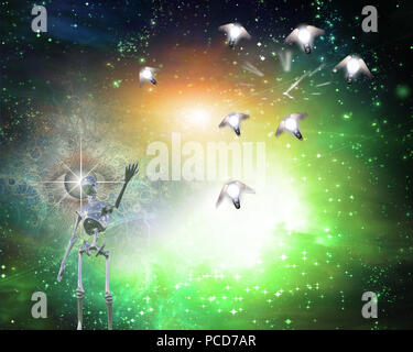 Amener les idées étrangères à l'univers Banque D'Images