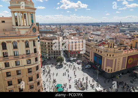 Vue sur la Plaza del Calao de position élevée, Madrid, Spain, Europe Banque D'Images