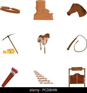 Wild West définir des icônes dans le style cartoon. Grande collection de wild west stock symbol vector Illustration de Vecteur