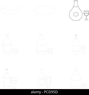 L'alcool d'absinthe,art,champagne,chocolat,collection,design,icône,,illustration,isolé,logo,liqueur,contours,rouge,rhum,set,vecteur symbole,vodka,,web,blanc,vin,whisky, vecteurs vecteur , Illustration de Vecteur