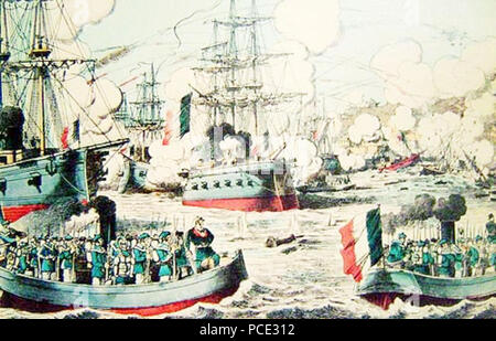 6 Années 1800 France peinture bataille navale Qing Fuzhou Banque D'Images