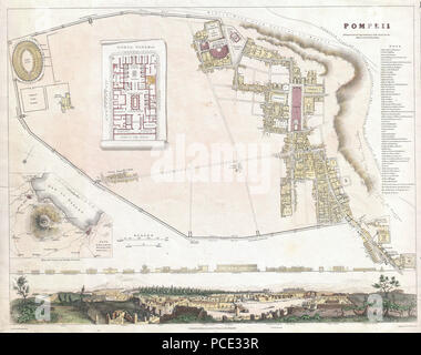 71832 S.D.U.K. Un plan ou une carte de ville de Pompéi, Italie - Geographicus - Pompéi-SDUK-1832 Banque D'Images