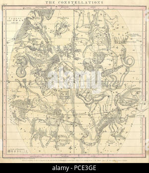 81856 - Carte de Burritt Huntington les constellations et les étoiles en Juillet, Août - Septembre - ^ Geographicus JulAugSep-burritt-1856 Banque D'Images