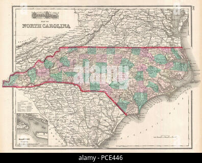 10 1874 La carte grise de la Caroline du Nord - Geographicus - NorthCarolina-gris-1874 Banque D'Images