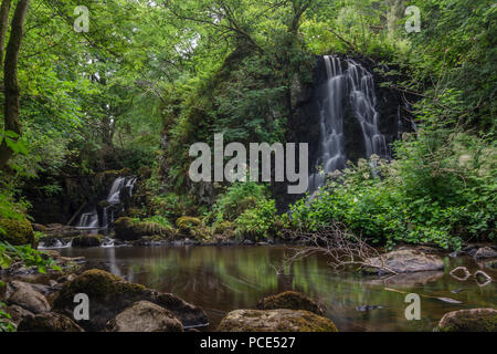 La mâchoire de Linn cascade, juste au sud de Livingston. Un véritable joyau caché dans West Lothian. Ici le Linhouse l'eau coule sur une série d'œuvres dramatiques waterf Banque D'Images