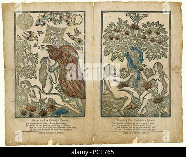 26 Adams og Evae je Skabelse Paradiis. Adams og Evae je Syndefald Paradiis Banque D'Images