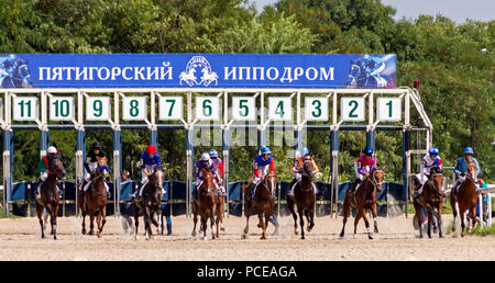 Commencer la course de chevaux à Pyatigorsk Banque D'Images