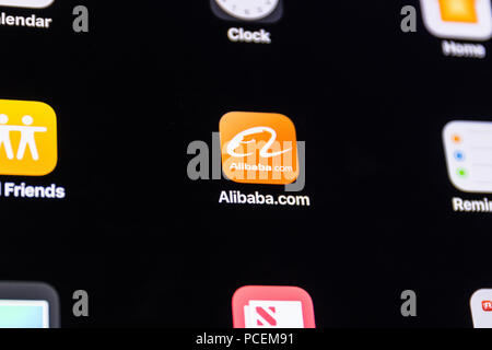 Indianapolis - Circa 2018 Août Alibaba : icône de l'application. Groupe d''Alibaba est un e-commerce, de la vente au détail, de la technologie et Internet, AI JE conglomérat Banque D'Images