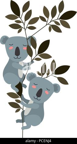 Deux koalas sauvages dans la jungle Illustration de Vecteur