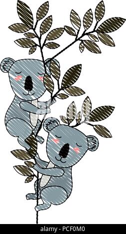 Deux koalas sauvages dans la jungle Illustration de Vecteur