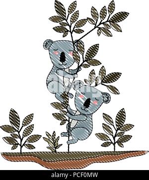 Deux koalas sauvages dans la jungle Illustration de Vecteur