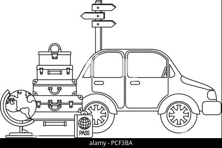 Voiture avec pile sacs valises Illustration de Vecteur